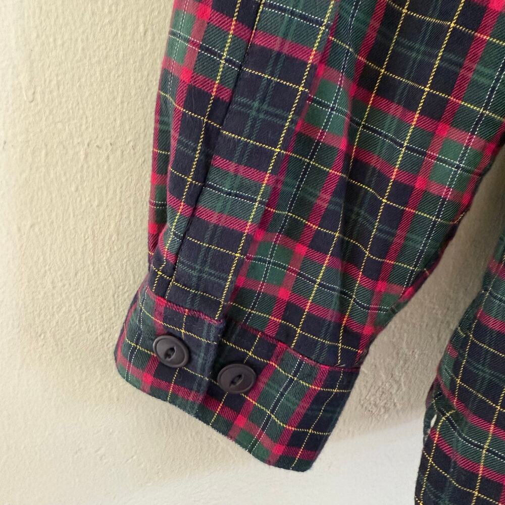 L.L. Bean Button Down Shirt Flannel Women Size Large Plaid Sherpa Fleece Shacket - Picture 4 of 8